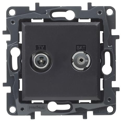LEGRAND Toma TV-R/SAT Final componible para instalación empotrada, Gama Niloé Step, Color Antracita, 398320