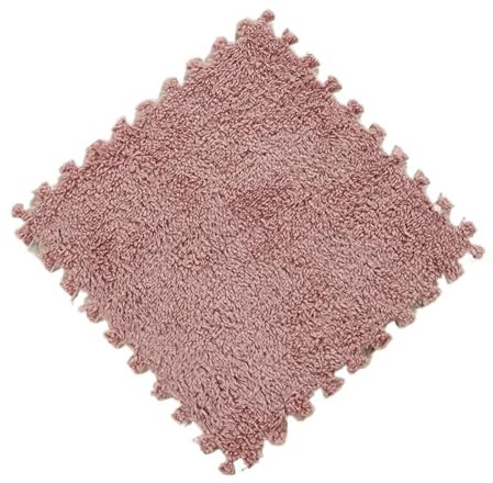 ZYAYNG PlüSch-Krabbelmatte 10Pcs Weiche Plüsch Kinder Matte Spielen Matte Schaum Puzzle Teppich Ineinander Greifen Übung Boden Teppich FüR Wohnzimmer(Color1)