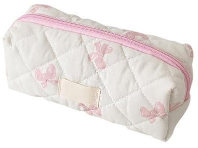 Generisch Cute Bow Pencil Case | Bow Makeup Bag | Schreibwarentasche mit ästhetischem Schleifenmuster | Mehrzweck Kulturbeutel mit Großem Fassungsvermögen Schleifenmuster für Studenten
