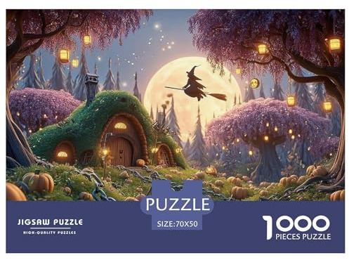 Sinoshow_24085_a_Beautiful_Witch_Flying_on_her_Broom_Over_The_f_9d9f1a00-0343-4814-991f-c4008f268c46_3 1000 Teile Puzzle Schwierig, Hart, Fast Unmöglich Puzzlespiel, Einzigartige Und Anregende Lernsp