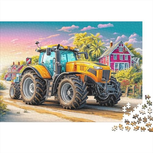 Traktor auf der Straße Puzzle 1000 Teile Die Ganze Familie Landlebensembles-Stil Entspannungspuzzle Drinnen Aktivit?t Qualit?tsware Logikspiel Bild Deko Dicker Karton 52x38cm/1000pcs
