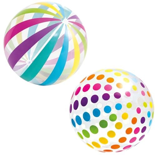 LINYIJOY Wasserball Aufblasbar 2 Stück Strandball Kinder mit Großer Reichweite, Aufblasbarer Wasserball Pool Ball Bunt für Sommer Outdoor Garten Pool Strand Wasserspielzeug Kinder Erwachsene