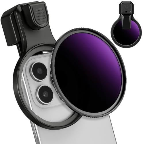 K&F CONCEPT 67mm ND1000000 Phone Solar Lens Filter with Press-on Mount Kit | 20 Stops Fixed ND Optical Glass Grey Neutral Density Filter for Phones for Eclipse Celestial Observations Photography - FP102