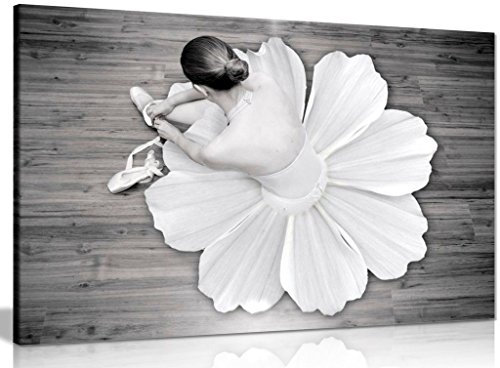 Kunstdruck auf Leinwand, Ballerina-Tänzerin, 76,2 x 50,8 cm, Schwarz / Weiß
