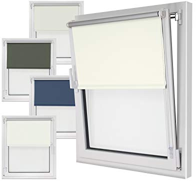 Seitenzugrollo „Blackout“ in 4 Farben & in 6 Größen - Verdunkelungsrollo mit reflektierender Rückseite – kinderleichte 3-Step Montage, ca. 80 x 210 cm, Creme