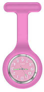 SibyTech Krankenschwester Ansteckuhr fob,Silikon mit Pin/Clip,Glow Pointer im Dunkeln,Infektionskontrolle Design,Analog-digital,Quarzwerk,Arzt Sanitäter medizinische Brosche Fob Uhr Violett