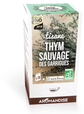 Aromandise - Tisane Thym sauvage des Garrigues Bio - boîte de 18 sachets