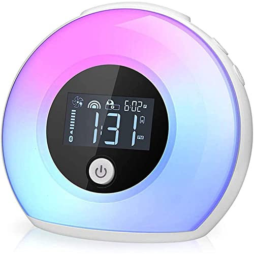 Wake Up Light Bluetooth Speaker, Table Lamp Alarm Clock, Night Light Bluetooth Speakers Lamp for Kids, Party, Bedroom, Camping