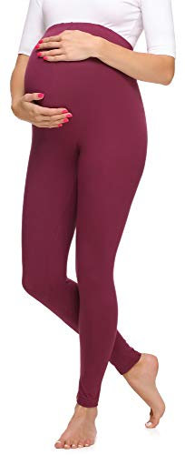 Merry Style Leggins Premamá Pantalones Largos de Mujer Mallas largas de Embarazo Pantalones para mujer embarazada MS10-297 (Burdeos, XL)