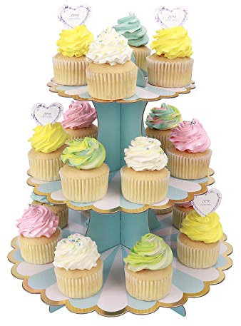 MengH-SHOP Tortenständer 3 Etagen Cupcake Ständer Muffin Ständer aus Karton für Hochzeit Party Geburtstag Baby Duschen Kuchen Dessert Torten Etagere