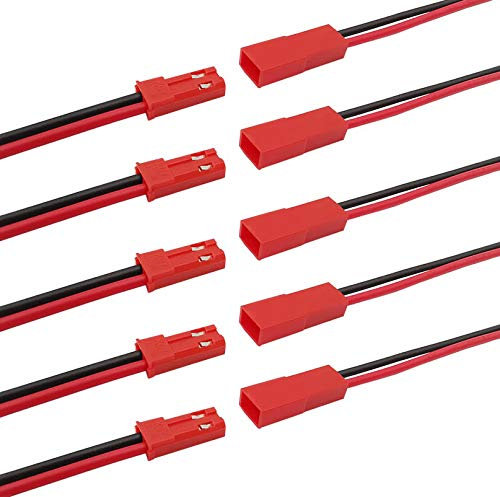 ikarex-shop 5 oder 10 Paar JST BEC Stecker/Buchse mit Kabel 150mm 22AWG Steckverbinder für LED Lampe RC Akku Lipo (5 Paar 150mm)