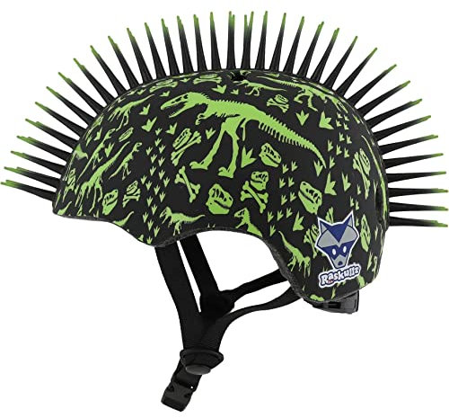Raskullz Fit System T-Rex Bonez Mohawk - Casco para niño, Talla única, 48-52 cm, Unisex, 48-52 cm