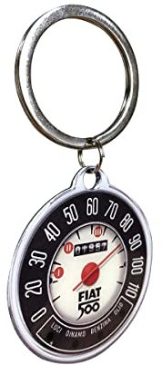 Nostalgic-Art Retro Schlüsselanhänger, Ø 4 cm, Fiat 500 – Tacho – Geschenk-Idee für Fiat-Zubehör Fans, Original Lizenzprodukt (OLP), aus Metall, Vintage Design