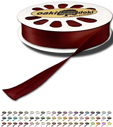 Sandras-Bastelladen Schrägband/Einfassband Satin gefalzt 20m x 20mm 751-Weinrot