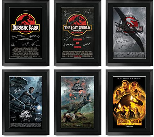 HWC Trading FR A3 Jurassic Park x 6 Geschenke Geduckter Poster Signiertes Autogramm Foto für Fans von Film Memorabilien - A3 Framed