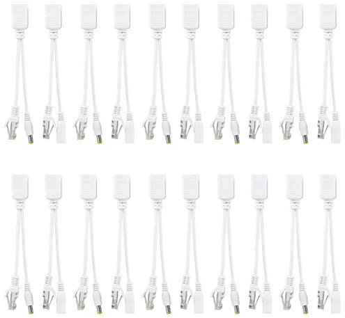 Injecteur PoE, répartiteur d'injecteur d'adaptateur POE, 10 Paires de caméra IP POE RJ45 câble Adaptateur d'alimentation sur Ethernet injecteur + répartiteur DC 12 V