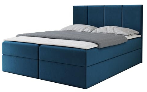Mirjan24 Boxspringbett Rebos, Doppelbett mit 2 Bettkästen, Lattenrost und Matratze, Amerikanisches Continentalbett, Polsterbett, Bett mit Kopfteil, Bettgestell (Manila 26, 180 x 200 cm)