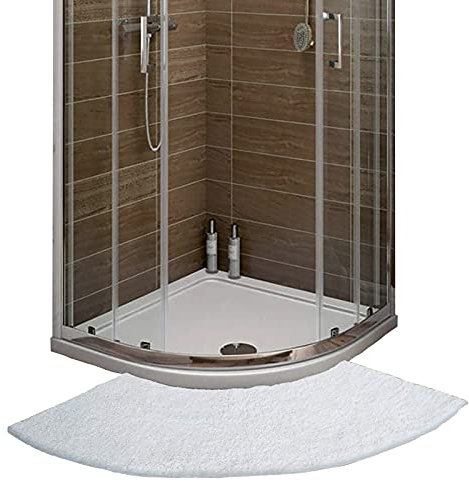 GXFXLP Duschvorleger Eckdusche, Duschvorleger Halbrund rutschfeste, Waschbar Duschvorleger Runddusche Hochflor Aus Mikrofaser,Weiß,45 x 100cm