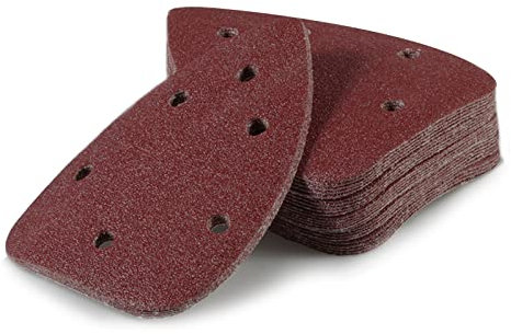 LEONTOOL 30 pezzi di carta vetrata per levigatrice per mouse, grana 80, 6 fori, carta vetrata con gancio e anello