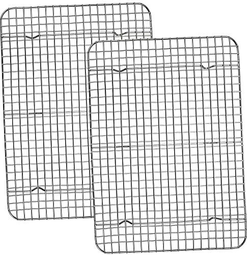 Joyfair Abkühlgitter, Edelstahl Kuchengitter Auskühlgitter 2er Set, Großer Rechteckiges Kühlgitter Backgitter zum Backen/Kühlen/Braten/Grillen, 39×28.5×2cm, Gesund & Rostfrei & Spülmaschinenfest