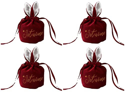 NBZZ Nalakey Osterhasen Taschen Ostern Süßigkeitenbeutel Osterkörbchen Kinder Tasche mit Hasenohren Zum BefüLlen Candy Bag Geschenktaschen Ostern Deko (c-4pcs)