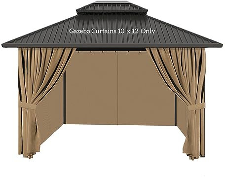 Lot de 4 rideaux d'intimité universels pour tonnelle avec fermeture éclair - Pour terrasse, auvent extérieur, jardin et cour (rideau uniquement) - 3 x 3,6 m