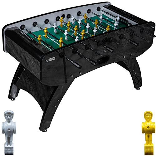 RAMROXX Fußball Tischkicker Design Schwarz grünes Spielfeld Figuren Weiss Gelb 80kg