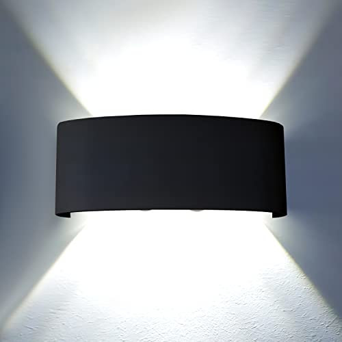 Maka Applique da Esterno Interno Led da Parete 24W Lampade da Muro Plafoniera Moderna Luci Up Down 2400 Lumen Ip65 Impermeabile Fascio Luce Durata Illuminazione 40 mila ore (Nero, 6500K)