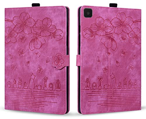 Rosbtib Custodia per Samsung Galaxy Tab A7 Lite 8,7 2021, PU Pelle Flip Cover con Magnetica Slot per schede Cover Galaxy Tab A7 Lite, Rosa rossa