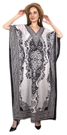 Shah Crafts. Women Kaftan Dress Kimono Caftan Ladies Long Gown Beach Cover Up Night Maxi Tunic Dresses Plus Size