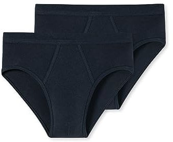 Schiesser Men's 2 Pack Sports Briefs with Fly-Essential Fine Rib Underwear, Navy_205159, 5