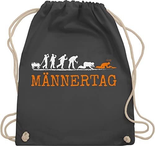 Turnbeutel Rucksack - zum Vatertag - Männertag Evolution Herrentag I Geschenk Lustig Biertrinker - Unisize - Dunkelgrau - papa fater tag fatertags daddy vater sprüche dad paps maennertag