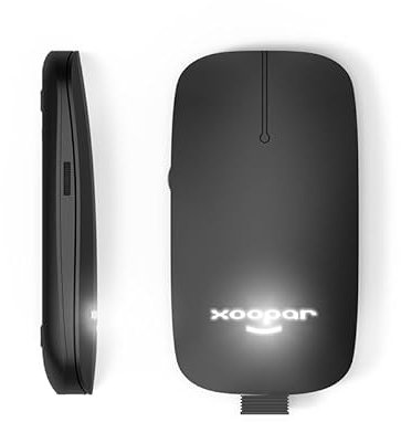 Xoopar Souris sans Fil 2.4G - Souris sans Piles - Rechargeable - Souris Connectée Ordinateur - Ultra Slim - Pokket en Plastique Recyclé (Noir)