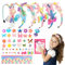 VFANDV DIY Haarschmuck Set, Mädchen Haarband Blumenkranz Haar Stirnband Kreationsset Einschulung Mädchen Kreativ Haarreifen Geschenk Haarschmuck Bastelsets für Kinder, 6pcs Haarbänder