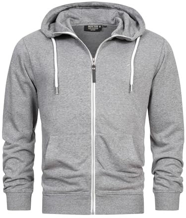 Indicode Herren INChristos Sweatjacke mit Kapuze und Reißverschluss | Hooded Jacket Kapuzenjacke für Männer Grey Mix, XL