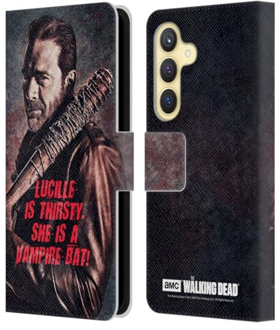 Head Case Designs Offizielle AMC The Walking Dead Lucille Vampir Fledermaus Negan Leder Brieftaschen Handyhülle Hülle Huelle kompatibel mit Samsung Galaxy S24 5G