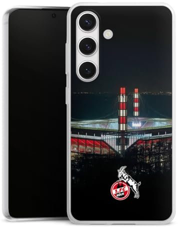 Slim Case extra dünn kompatibel mit Samsung Galaxy S24 Silikon Handyhülle transparent Hülle 1. FC Köln Stadion Offizielles Lizenzprodukt
