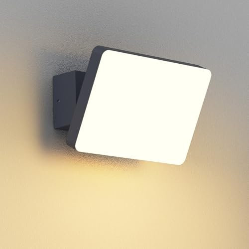 K-Bright 24W wandleuchte aussen, led Strahler 3000K warmes Licht Korridor Außenbalkon Garage Garten außenlampe Wasserdicht IP65 Wand/Deckenmontage Wandlampen(Anthrazit)