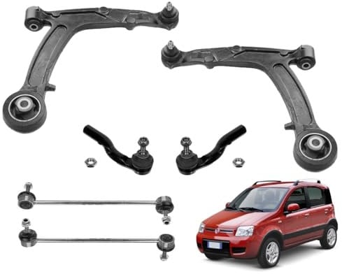 KIT 6pz BRACCI + BIELLETTE +TESTINE STERZO AVANTRENO COMPLETO PER FIAT PANDA 169