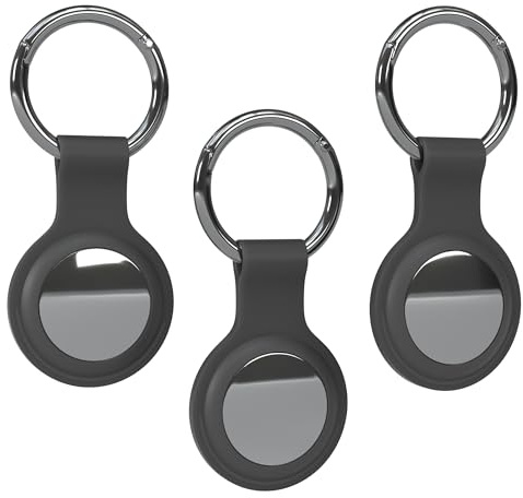 EAZY CASE - 3er Pack Schlüsselanhänger für AirTag Anhänger Hülle Silikon Grau AirTags Schutzhülle Air Tracker Schlüsselanhänger Schlüsselring geeignet auch als Air Tag Anhänger für Hunde, Katze, Kind