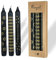 COMFORDER Stabkerzen Set, 3x Tafelkerzen mit Spruch + Motiv, 20cm, 7 Stunden Brenndauer (Schwarz + Gold)