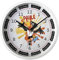 K&L Wall Art DFB Fußball Wanduhr lautlos Bundesliga Wanduhren Jungenzimmer ohne Ticken (Maskottchen Paule Kinderlernuhr, 30 cm)