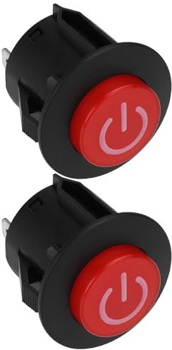 VGOL 2pcs Interruptores de Botón de Arranque de 3 Pines Un Botón de 12 V para Coche Eléctrico Infantil Control Remoto por Radiocontrol Coche Eléctrico (28 Mm)