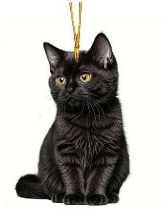 Christmas Lovely Cats Ornaments,Cute Black White Cats Hanging Ornaments for Christmas Tree Decorations,Cat Christmas Ornament,Xmas Hanging Tree Decorations,Car Hanging for Cat Lovers