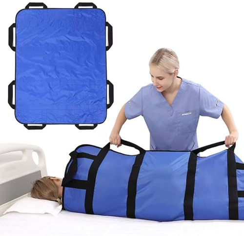 Gleittuch für Bett Transfer, Transferboard für Patientenlifter, 120 x 100 cm Gleittuch für Bettlägerige mit Griff, Wiederverwendbar, Waschbar, Hilfsmittel für Senioren Patienten