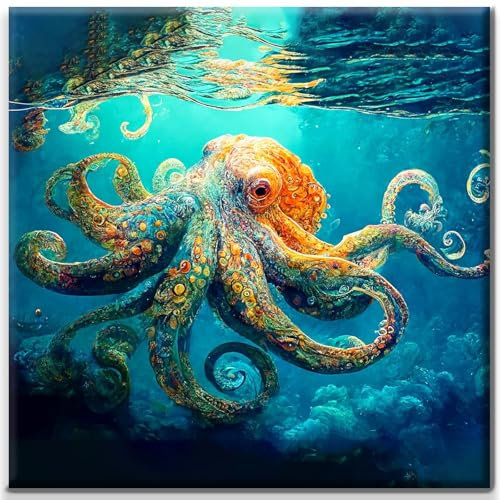 Yiminu.DS Diamond Painting Erwachsene, Diamant Painting Bilder Blumen 30x30cm 5D Diamond-Painting Diamant Bastelset BastelnWanddeko, Oktopus