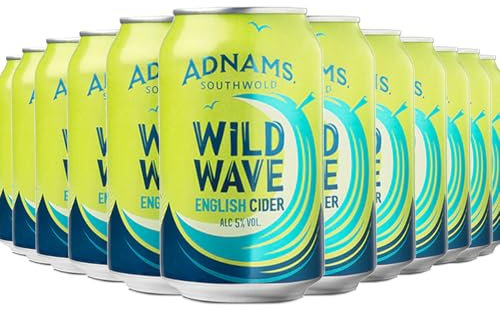 Adnams Wild Wave Cider 5% ABV | Vegan Friendly | 12 x 330ml Cans | Premium English Apple Cider | Refreshing & Fruity | 12 Pack