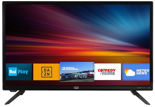 Trevi LTV 2410 SMART Smart TV Android Portatile 24, Decoder Digitale Terrestre e Satellitare, USB, HDMI, Alimentazione a Corrente e Presa Accendisigari 12V, Ideale per Viaggi e Campeggio