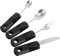HOMOBABE 4Pièces Set de Ustensiles Adaptatifs Inoxydable pour Personnes Âgées Couverts Ergonomiques Pliables Poignées Antidérapantes pour Aide Alimentaire et Réhabilitation