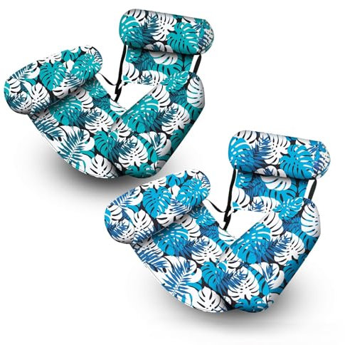 Chaise de piscine gonflable exquise en feuille de palmier pour adultes – Chaise longue flottante légère et pliable en PVC sur le thème tropical, idéale pour la détente d'été à la plage et à la piscine